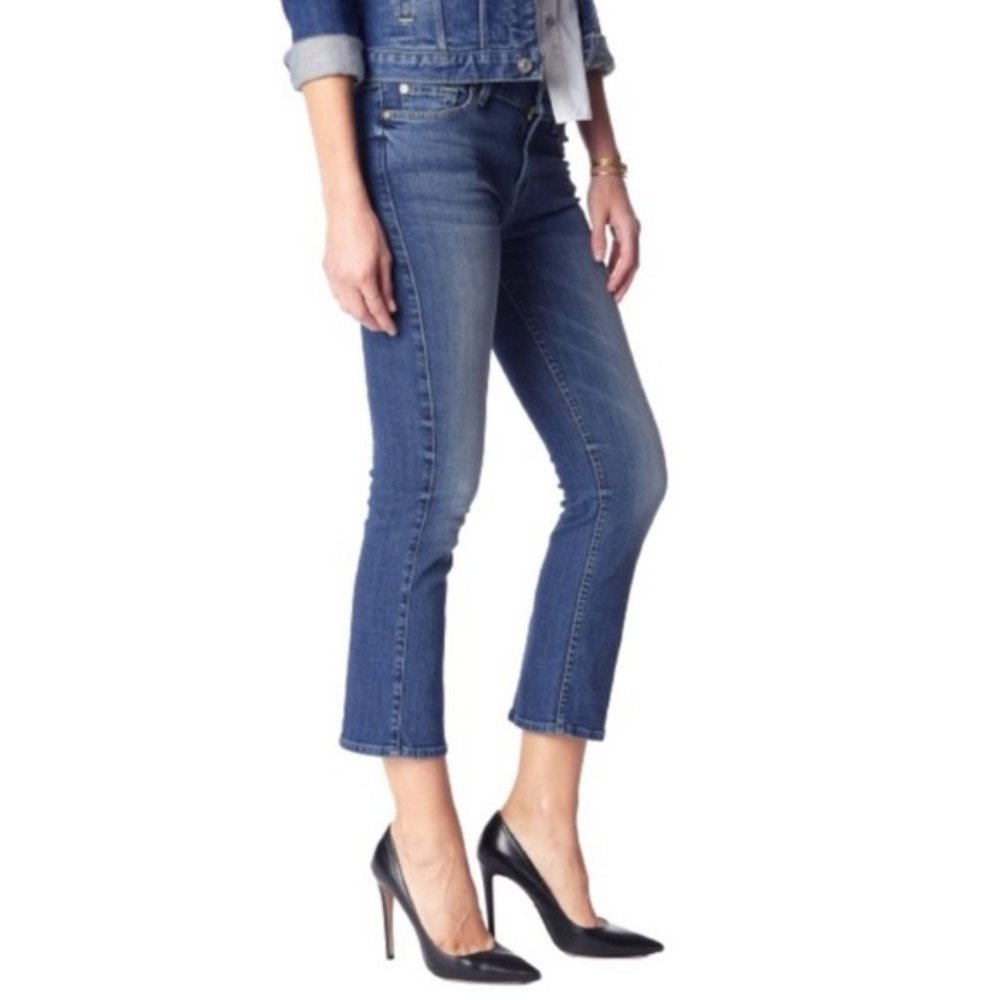 7 For All Mankind/7FAM Cropped Boot High Rise Dark Wash Jeans size 28